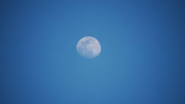 istock Waxing moon with wide blue skies in the background 1204586185