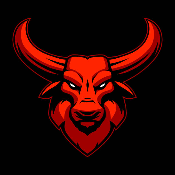 голова красного быка на черном фоне - taurus stock illustrations