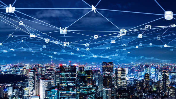 istock Smart city and communication network concept. 5G. LPWA (Low Power Wide Area). Wireless communication. 1204589695