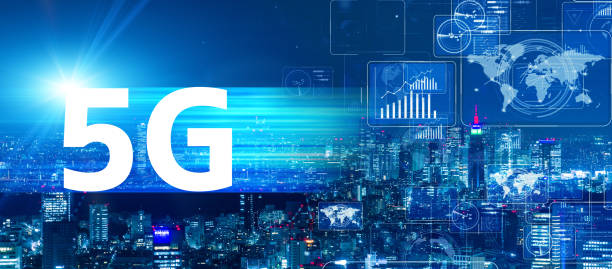 istock 5G (5th generation) communication technology concept. Smart city. Telecommunication. 1204590775