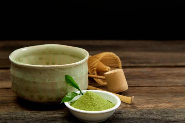 istock Putting Tea Bowl with bamboo whisk Japanese Tea Ceremony 1204591844