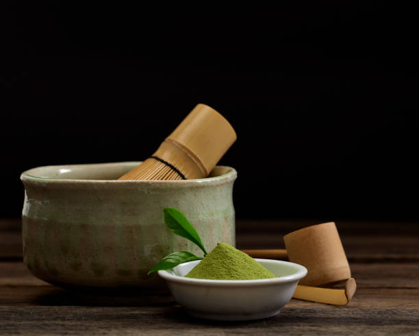 istock Putting Tea Bowl with bamboo whisk Japanese Tea Ceremony 1204591845