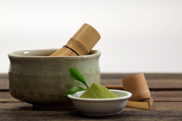 istock Putting Tea Bowl with bamboo whisk Japanese Tea Ceremony 1204591849