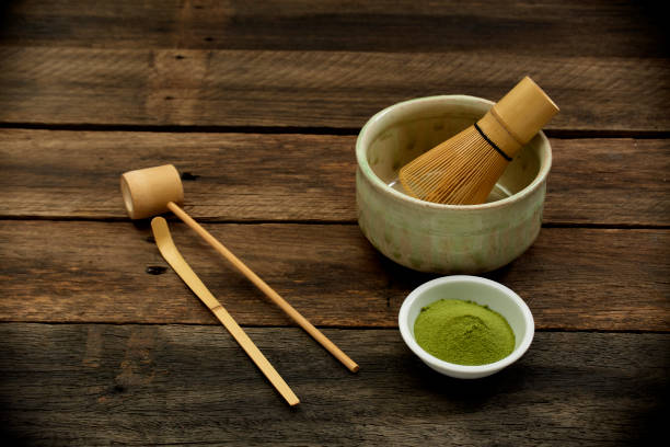 istock Putting Tea Bowl with bamboo whisk Japanese Tea Ceremony 1204591855