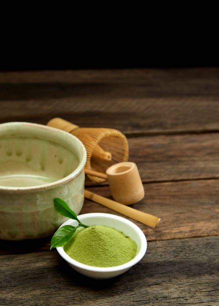 istock Putting Tea Bowl with bamboo whisk Japanese Tea Ceremony 1204591886