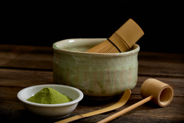 istock Putting Tea Bowl with bamboo whisk Japanese Tea Ceremony 1204591902