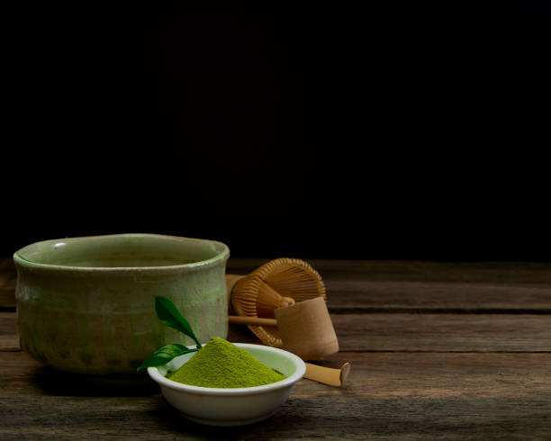 istock Putting Tea Bowl with bamboo whisk Japanese Tea Ceremony 1204591919
