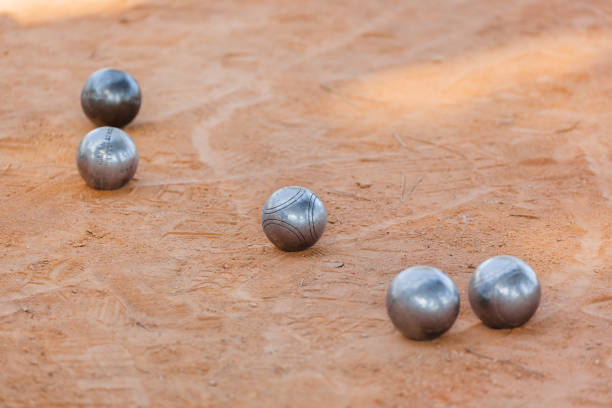 istock Petanque balls on the ground 1204595081