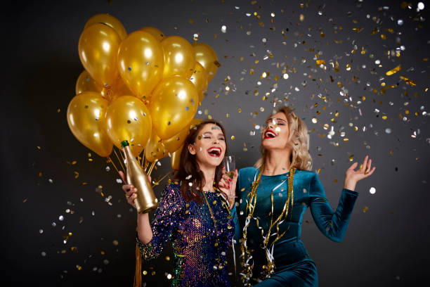 istock Friends having a fun while new year's eve 1204602818