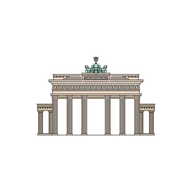 Brandenburg Gate famous tourist landmark, sketch vector illustration isolated. Brandenburg Gate in Germany a world famous tourist landmark, sketch vector illustration isolated on white background. Traveling and tourism, european trip symbol. brandenburg state stock illustrations