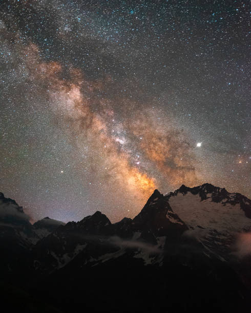 istock night sky with stars Milky Way over the mountains 1204611805