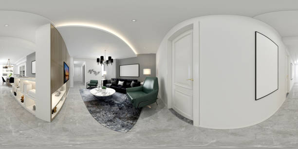 istock 3D Render 360 Degrees Modern Living Room 1204613423