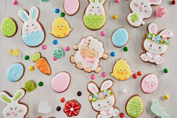 istock Easter ginger glazed cookies and candies. 1204613904