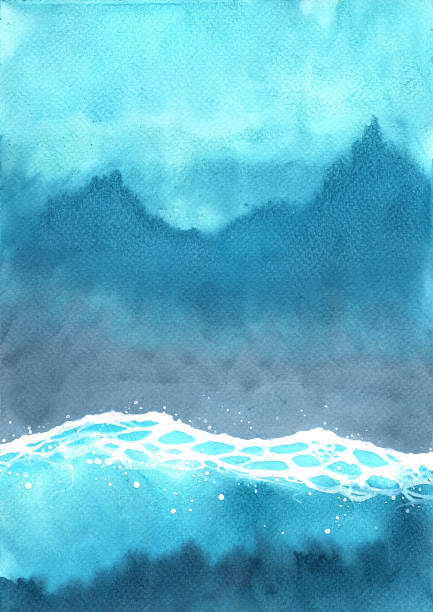 istock Ocean wave watercolor on top view hand painting background for decoration on summer holiday season. 1204616929