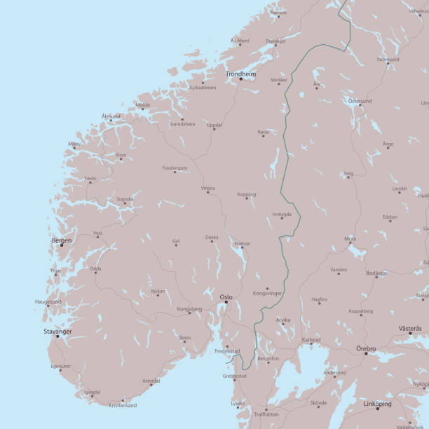 Travel Vector Map Oslo Trondheim Travel Vector Map Oslo Trondheim.
All source data is in the public domain.
Made with Natural Earth. 
http://www.naturalearthdata.com/about/terms-of-use/ bergen stock illustrations