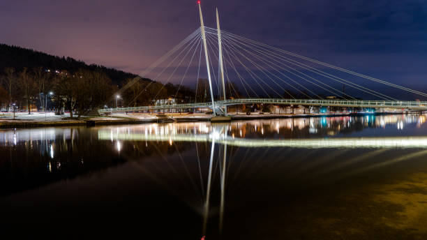 istock Pedestrian bridge on the Drammenselva River in Drammen 1204622891