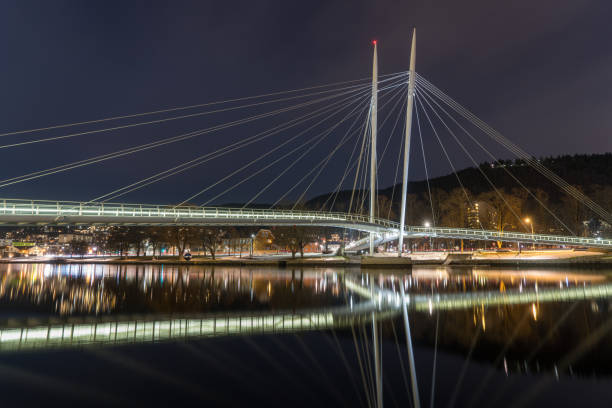 istock Pedestrian bridge on the Drammenselva River in Drammen 1204622999