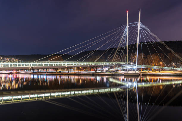 istock Pedestrian bridge on the Drammenselva River in Drammen 1204623000