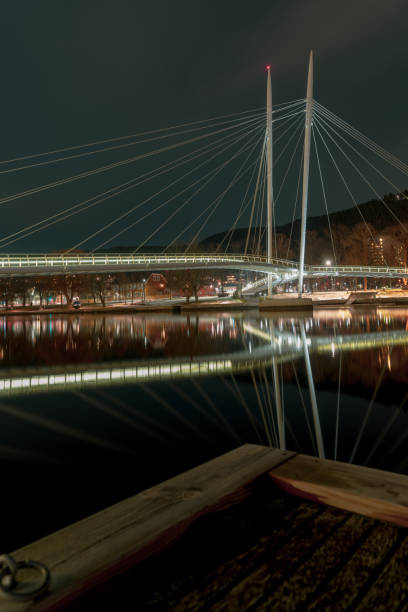 istock Pedestrian bridge on the Drammenselva River in Drammen 1204623058