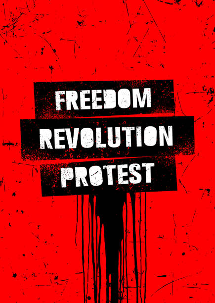 Freedom. Revolution. Protest. Grunge Urban Strike Poster Template. Creative Inspiring Motivator spray paint background stock illustrations