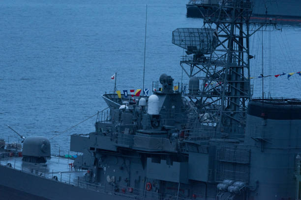 istock jaJapanese military ship at night 1204626467