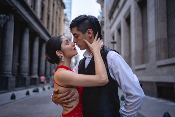istock Elegant tango dancing couple in love 1204626629