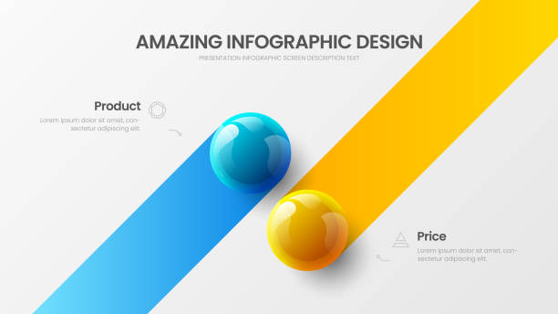 бизнес 2 в�ариант инфографики презентации вектор 3d красочные шары иллюстрации.  корпоративная маркетинговая аналитика данных отчет дизайн � - two colors stock illustrations