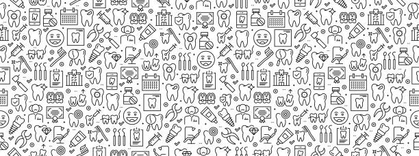 Seamless Pattern with Dental Icons Seamless Pattern with Dental Icons teeth clipart stock illustrations