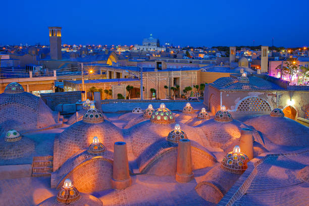 istock Old bathhouse and urban skyline, Kashan, Iran 1204632685