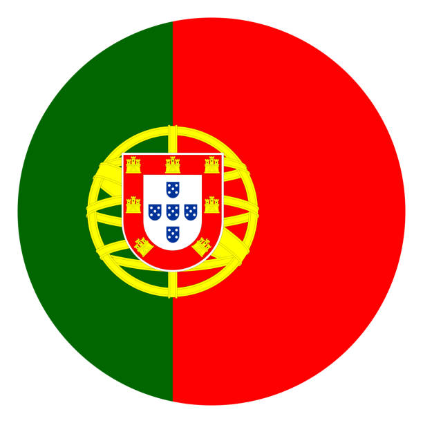portekiz bayrak yuvarlak simge vektör illüstrasyon - portugal stock illustrations