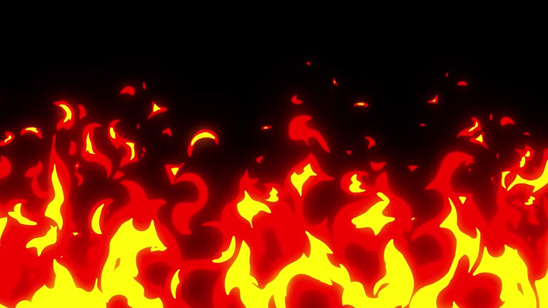 Fire Cartoon Wall Speed Animation Hand Drawn.