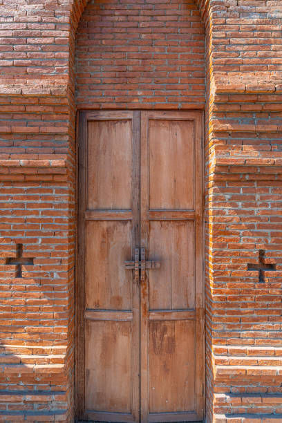 Texture of the old red metal door Kremlin, Kazan, Tatarstan, Russia.