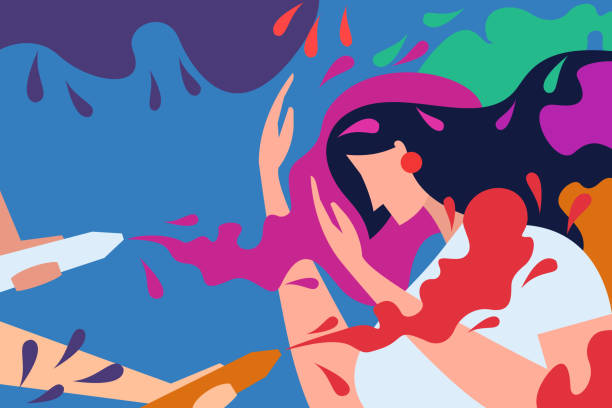 istock Young girl is sprayed with  Holi festival colours. 1204634749