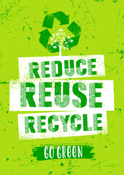 Reduce. Reuse. Recycle. Organic Sustainable Motivation Poster Concept. vector art illustration