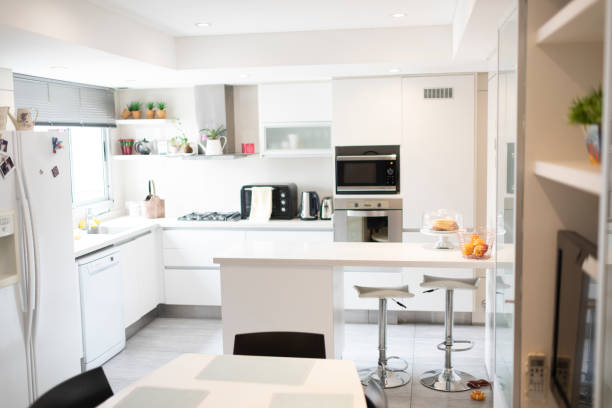 istock Wide shot of an empty clean kitchen 1204640845