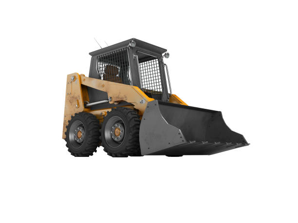 istock Orange diesel loader with front bucket 3d render on white background no shadow 1204642134