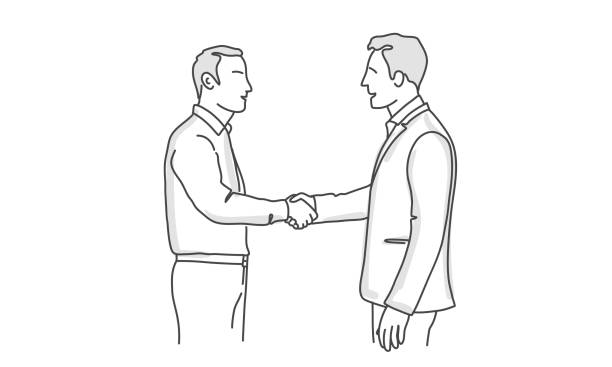 illustrations, cliparts, dessins animés et icônes de deux affaires se serrant la main pendant la réunion. - silhouette handshake business customer