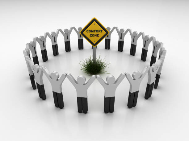 istock COMFORT ZONE Road Sign with Pictogram Teamwork People - 3D Rendering 1204644882
