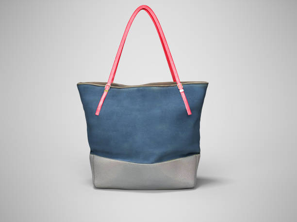 istock 3D rendering beach bag for sale isolated on gray background with shadow 1204644947
