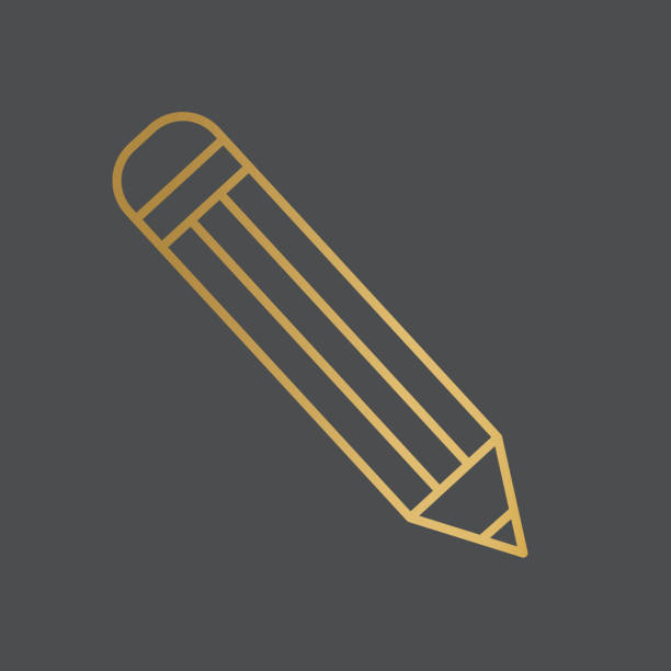 illustrations, cliparts, dessins animés et icônes de icône de crayon d’or - pen writing instrument pencil gold