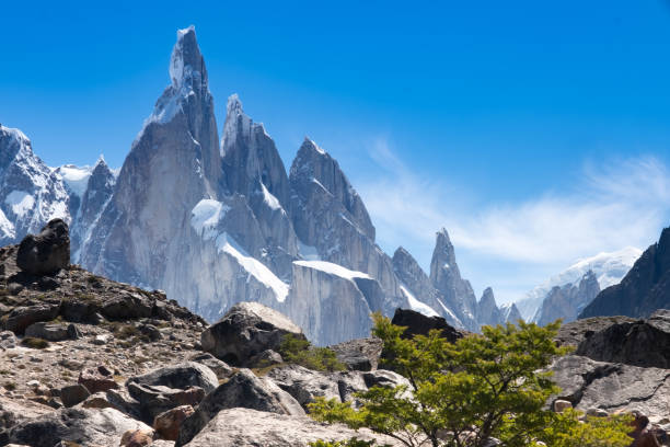 cerro torre trek, el chalten, patagonia, argentina - patagonia el calafate horizontal argentina fotografías e imágenes de stock