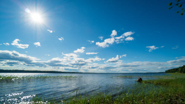 Beautiful lake in Karelia stock photo