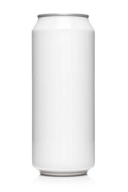 biała aluminiowa puszka na białym - drink energy drink can isolated zdjęcia i obrazy z banku zdjęć