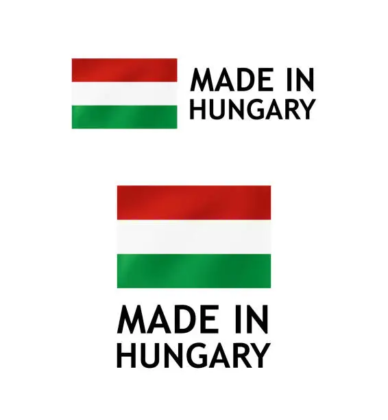 Vector illustration of Made in Hungary Label, Vector Tag template