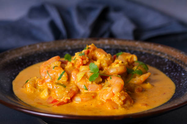 istock Creamy rich spicy shrimp prawn curry 1204660404
