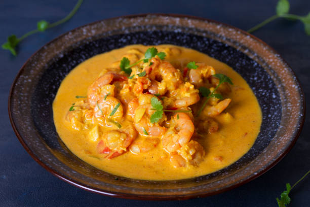 istock Creamy rich spicy shrimp prawn curry 1204660503