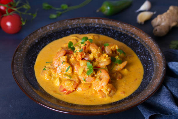 istock Creamy rich spicy shrimp prawn curry 1204660619