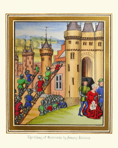 istock Medieval siege warfare, taking of Oudenarde by Francis Atremen 1204661339
