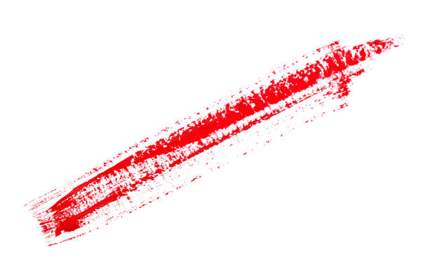 istock Red paint brush strokes, acrylic drawing. Isolated. 1204667892