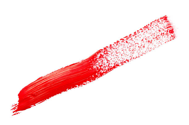 istock Red paint brush strokes, acrylic drawing. Isolated. 1204667919
